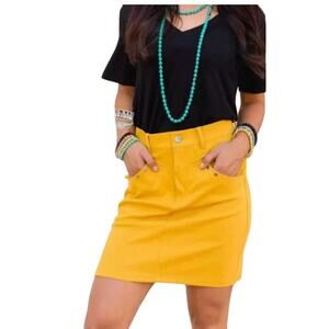 Crazy Train Lawmaker Mustard Colored Skirt, Plus Size 3X